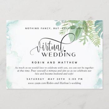 elegant greenery watercolor online virtual wedding invitation