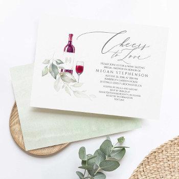 elegant greenery wine tasting bridal shower invitation