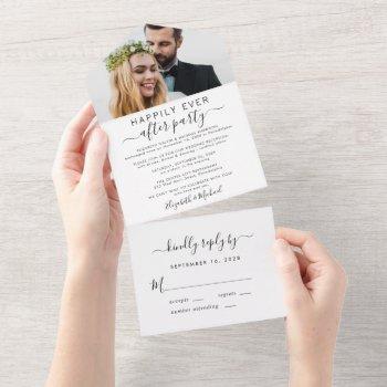 elegant happily ever after photo wedding reception all in one invitation