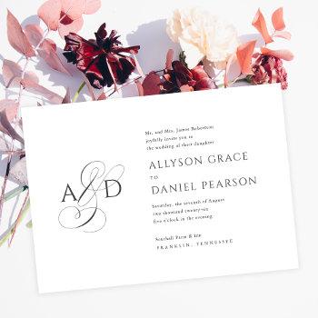 elegant initial script monogram budget wedding invitation