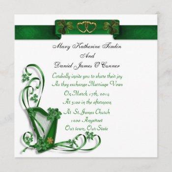 elegant irish wedding invitation harp