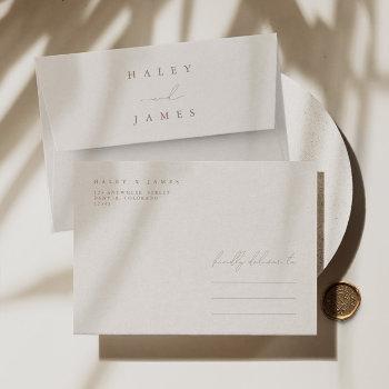 Small Elegant Ivory Minimalist A7 Wedding Envelope Front View