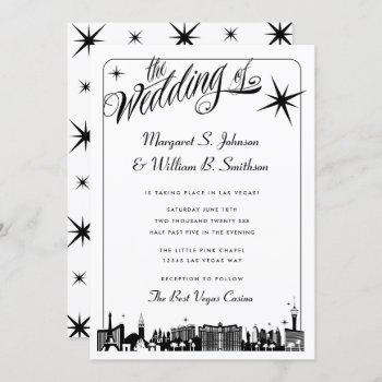 elegant las vegas strip skyline wedding invitation