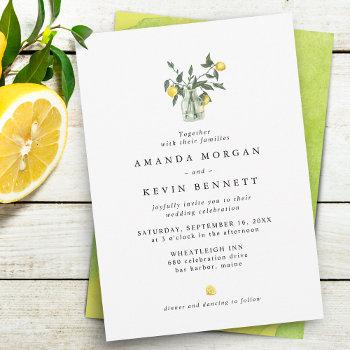 elegant lemon citrus arrangement wedding invitation