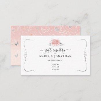 elegant light pink silver watercolor gift registry enclosure card