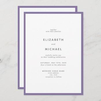 elegant lilac lavender & white typography wedding invitation