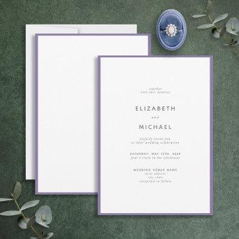 Small Elegant Lilac Lavender & White Typography Wedding Front View