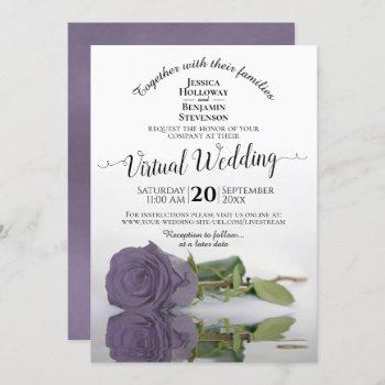 elegant lilac or dusty purple rose virtual wedding invitation