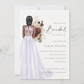 elegant lilac wedding gown bridal shower invite