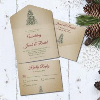 Small Elegant Lit Christmas Tree On Kraft Paper Wedding All In One Front View