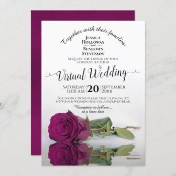 elegant magenta reflecting rose virtual wedding invitation