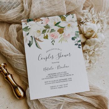elegant magnolia | white and blush couples shower invitation