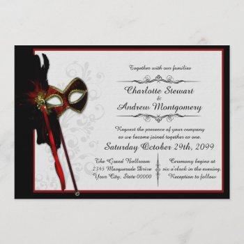 elegant masquerade wedding invitation