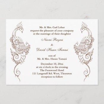 elegant mehndi peacock wedding invitation