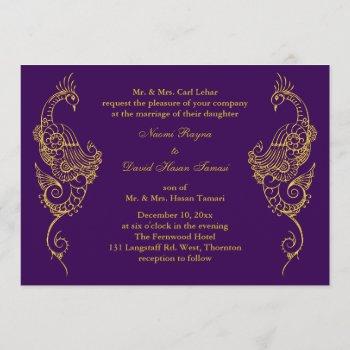 Small Elegant Mehndi Peacock Wedding  - Purple Front View