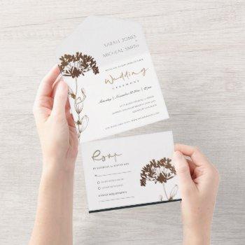 elegant minimal copper hydrangea floral wedding al all in one invitation