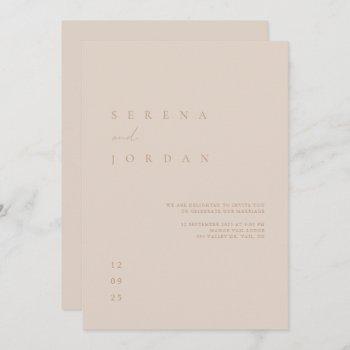 elegant minimalist blush pink wedding invitation