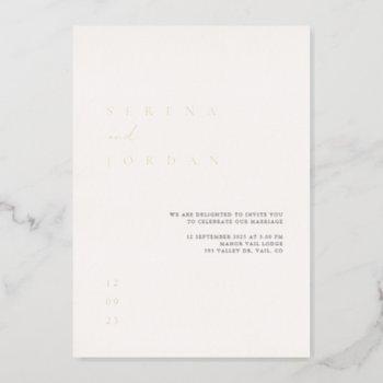 elegant minimalist ivory foil wedding foil invitation