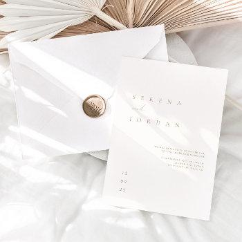 elegant minimalist ivory taupe wedding invitation
