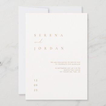 elegant minimalist ivory taupe wedding invitation