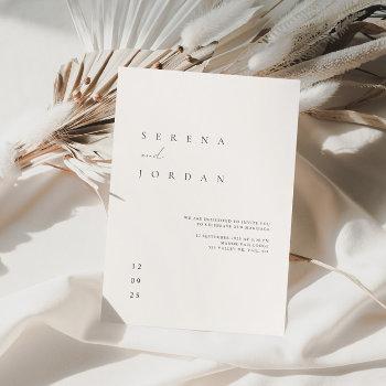 elegant minimalist ivory wedding invitation