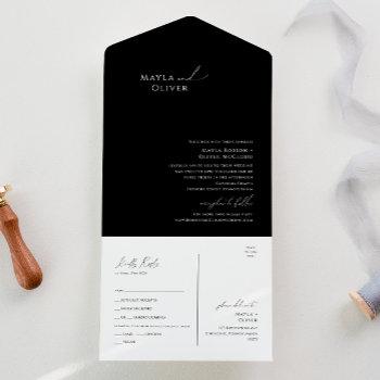 Small Elegant Minimalist Script | Black Seal And Send All In One Front View