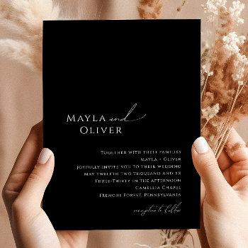 elegant minimalist script | black wedding invitation