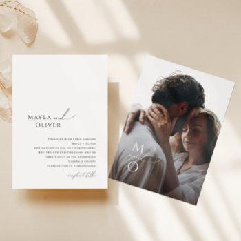 elegant minimalist script monogram photo wedding invitation
