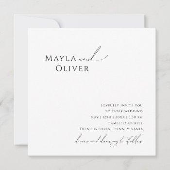 elegant minimalist script square wedding invitation