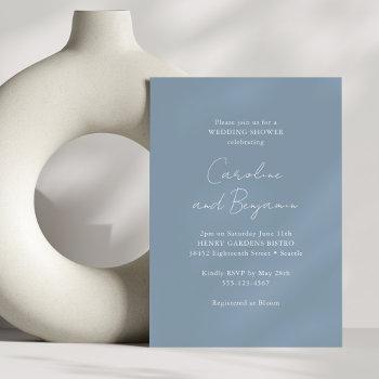 elegant minimalist wedding shower dusty blue invitation