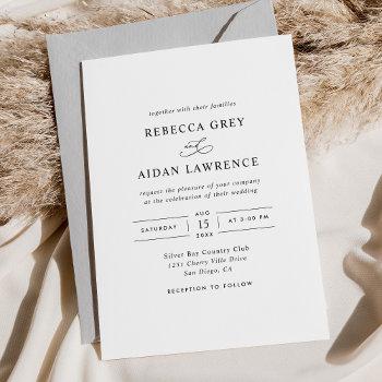 elegant modern black and white wedding invitation