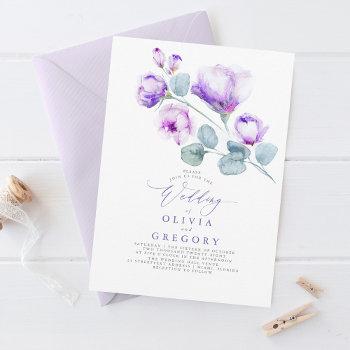 Small Elegant Modern Botanical Purple Floral Wedding Front View