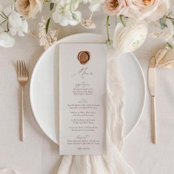 elegant modern ivory calligraphy wedding menu invitation