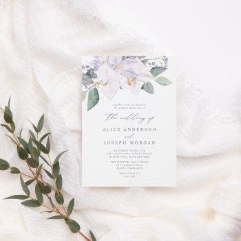elegant modern purple watercolor orchids wedding i invitation