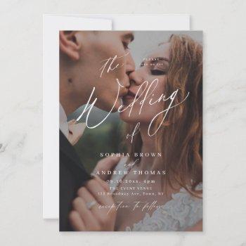 elegant modern script minimalist photo wedding invitation