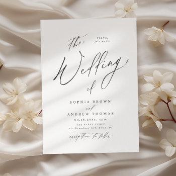 Small Elegant Modern Script Minimalist Wedding Front View