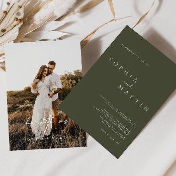 elegant modern script photo classic wedding invitation