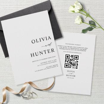 elegant modern silver gray wedding all-in-one invitation