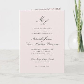 Small Elegant Monogram Blush Floral All In One Wedding Front View