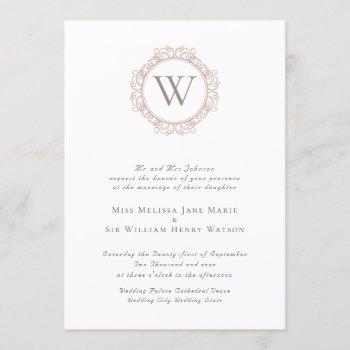 elegant monogram classic wedding invitation