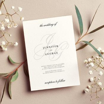 Small Elegant Monogram Initials Stylish White Wedding Front View