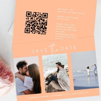 Small Elegant Multi Peach White Text Photo Save The Date Front View
