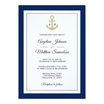 Small Elegant Navy Blue White Gold Nautical Wedding Front View