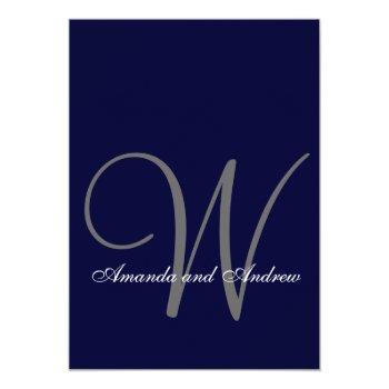 Small Elegant Navy Blue White Wedding  Initial Front View