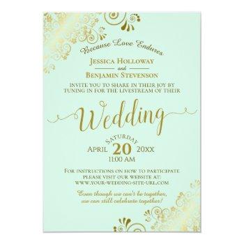 Small Elegant Neo Mint Green & Gold Wedding Livestream Front View