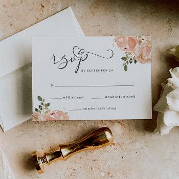 Small Elegant Neutral Watercolor Floral Wedding Rsvp Front View
