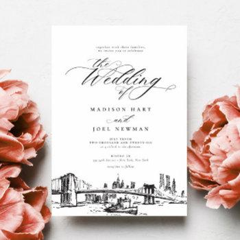 elegant new york city calligraphy chic wedding invitation