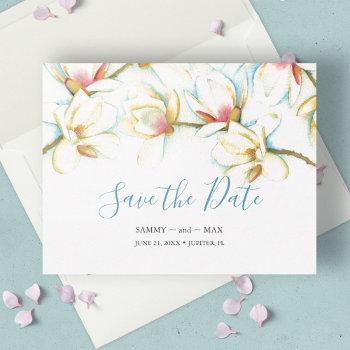 Small Elegant Non-photo Watercolor Floral Save The Date Front View