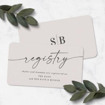Small Elegant Off-white Wedding Shower Gift Registry Enclosure Card Front View