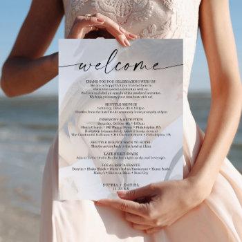 Small Elegant Photo Wedding Welcome Letter Itinerary Flyer Front View